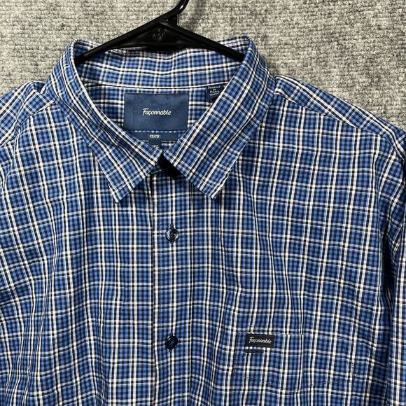 Faconnable Designed in France Club XXL Dress Shirt Blue Check Plaid Button Down - Picture 2 of 10